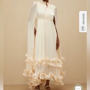 Miss Rosier Cape Chic Cream Ruffle Maxi Dress